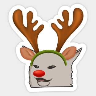 Funny Christmas Cat with Reindeer Antlers Xmas 2022 Sticker